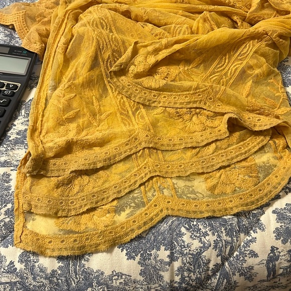 Honey Punch Yellow Lace Boho Romper / Maxi Dress, Size Small, EUC - Picture 16 of 17